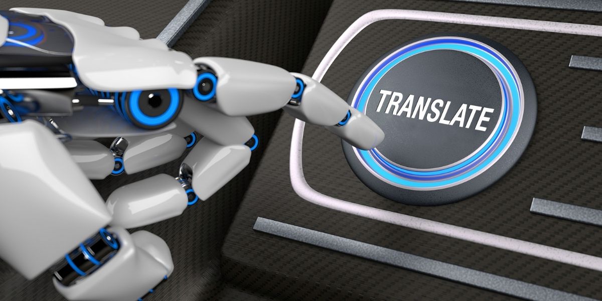 robot pressing translate button